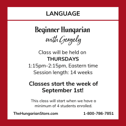 Hungarian for Beginners Thursday Afternoons