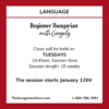 Hungarian for Beginners Tuesday Mornings